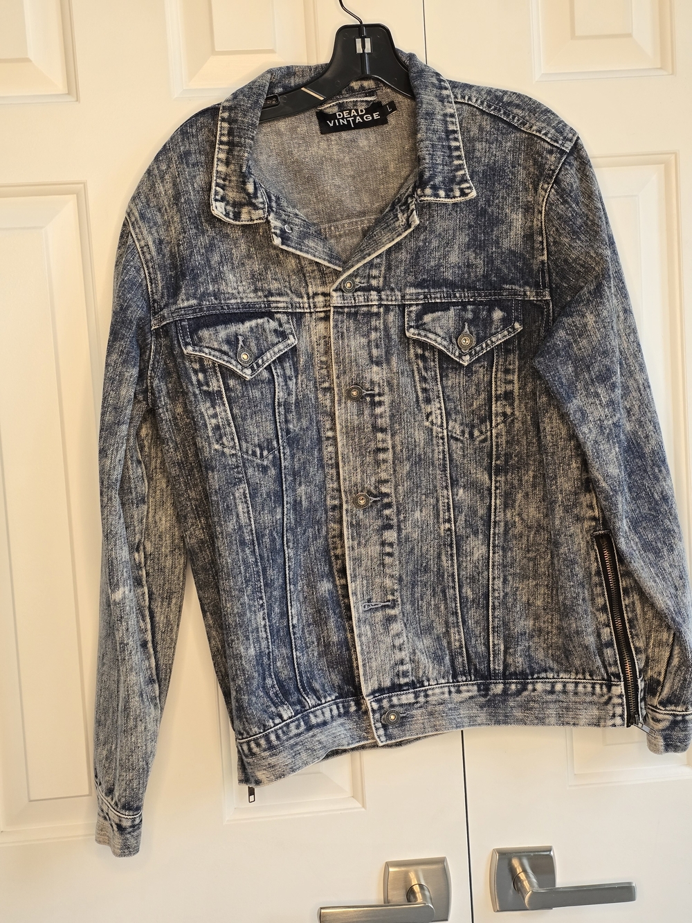 Vintage Men's Acid Wash Blue Denim Jacket